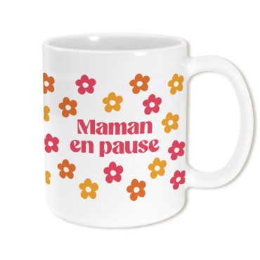 Mug Maman en pause avec motifs fleuris et message humoristique pour maman | jourdefete.com