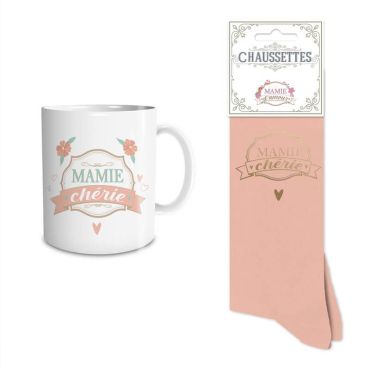 Coffret Cadeau Mug et Chaussettes - Mamie chérie | jourdefete.com