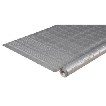 Nappe damassée argentée 1,20 m en rouleau de 6 m pour décoration de table chic | jourdefete.com