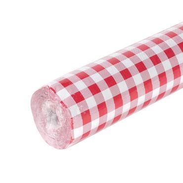 Rouleau de Nappe Damassé - Vichy Rouge - 50 Mètres | jourdefete.com