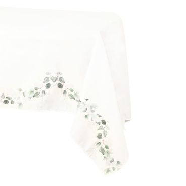 Posez cette nappe aux motifs de feuilles de couleur vert de sauge sur votre table | jourdefete.com