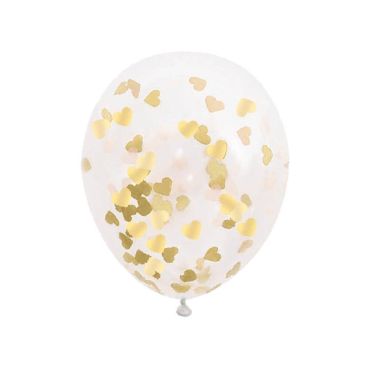 6 ballons avec confettis en forme de coeurs | jourdefete.com