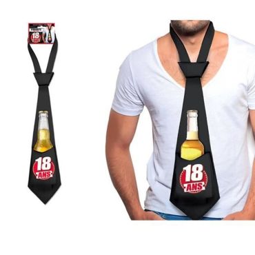 cravate-18-ans-porte-bouteille-biere-anniversaire|jourdefete.com