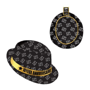 chapeau-anniversaire-noir-or|jourdefete.com