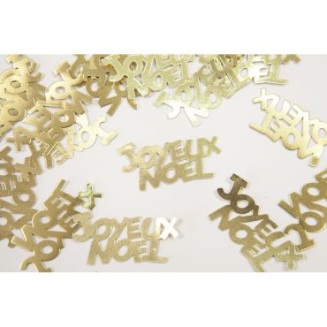 Confettis Joyeux Noël effet métal or pour décoration de table | jourdefete.com