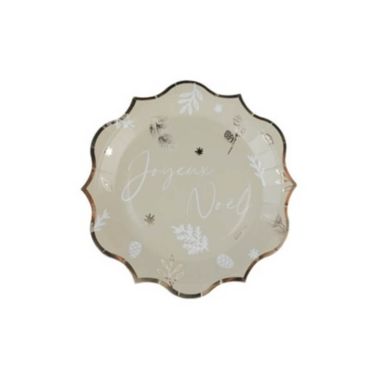 8 Assiettes en carton - Noël Botanic Vert Sauge