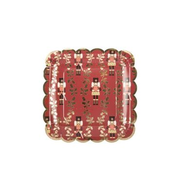 8 Assiettes Casse-Noisette Bordeaux, Noir et Or 23 x 23 cm