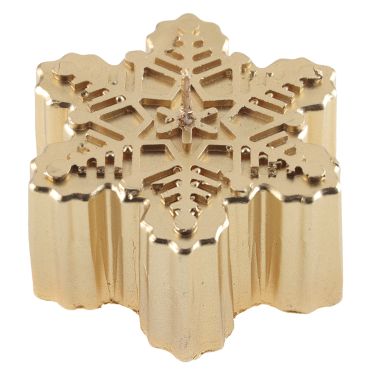 Bougie décorative en forme de flocon doré 6,5 x 6,5 x 3,5 cm pour table de réveillon | jourdefete.com
