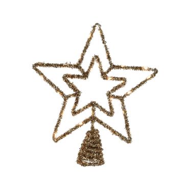 Cimier étoile LED dorée H28cm pour sapin de Noël lumineux | jourdefete.com