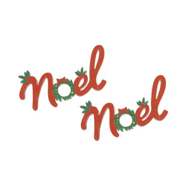 Confettis de table Noël en bois peint "Noël" rouge avec houx et couronne décorative | jourdefete.com