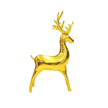 Ballon aluminium renne doré sur pieds pour décoration de Noël | jourdefete.com