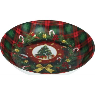 Bol en PVC décoré motif sapin et couronne de Noël 32 cm | jourdefete.com