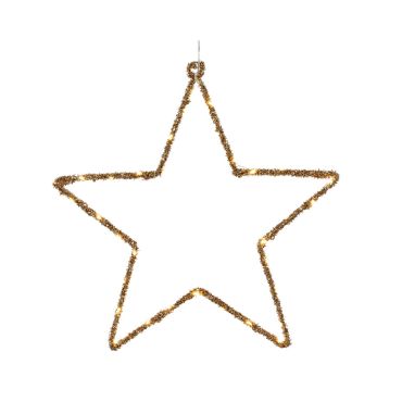Étoile lumineuse LED dorée suspendue H38cm pour décoration de Noël | jourdefete.com