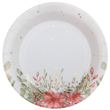 Assiettes Bouquet d’Hiver Noël Enchanté avec motifs fleuris et dorés | jourdefete.com Assiettes Bouquet d’Hiver Noël Enchanté avec motifs fleuris et dorés | jourdefete.com