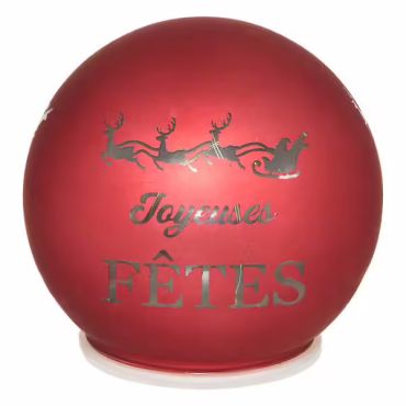 Boule Joyeuses Fêtes Noël Enchanté rouge 12 cm, décoration de sapin élégante et festive | jourdefete.com