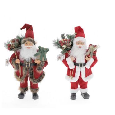 Pères Noël à poser – 2 modèles assortis avec cadeaux et décorations de sapin | jourdefete.com