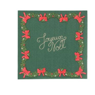 Serviettes en papier de Noël enfantines Joyeux Noël vertes et rouges 33x33cm | jourdefete.com