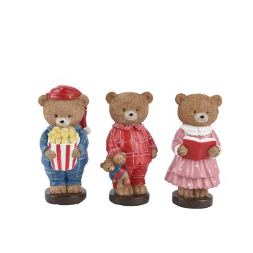 Figurines ours enfantins de Noël H14cm en pyjamas festifs et accessoires | jourdefete.com
