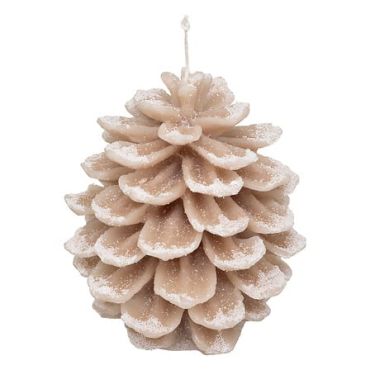 Bougie pomme de pin givrée décorative pour Noël | jourdefete.com