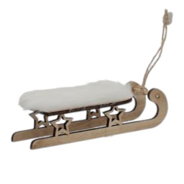 Luge en bois décorative avec assise blanche à suspendre | jourdefete.com
