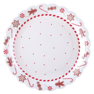 Assiettes Noël Joyeuse Gourmandise avec motifs bonbons et pain d’épices 23 cm | jourdefete.com