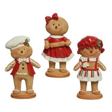 Figurines pain d’épices de Noël en résine H16cm – modèles assortis festifs | jourdefete.com