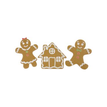 Confettis de table Noël en bois "Gingerbread" avec bonshommes et maison pain d’épice | jourdefete.com