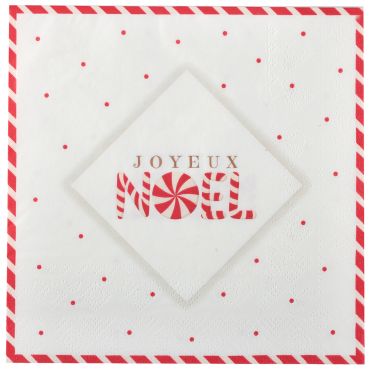 Serviettes Noël Gourmand Joyeuse Gourmandise avec inscription Joyeux Noël 33x33 cm | jourdefete.com