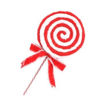 Grande sucette décorative de Noël en spirale rouge et blanche avec ruban et grelot | jourdefete.com