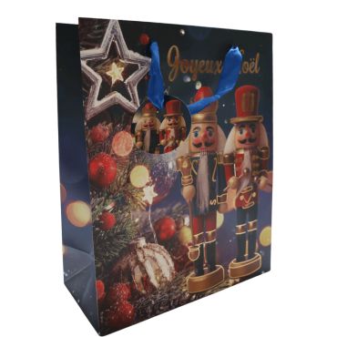 Sac cadeau Joyeux Noël Casse-Noisette avec décor festif et personnages traditionnels | jourdefete.com