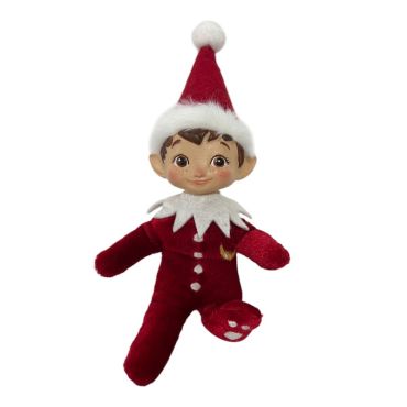 Bébé Lutin Farceur de Noël en peluche rouge avec chapeau pointu | jourdefete.com
