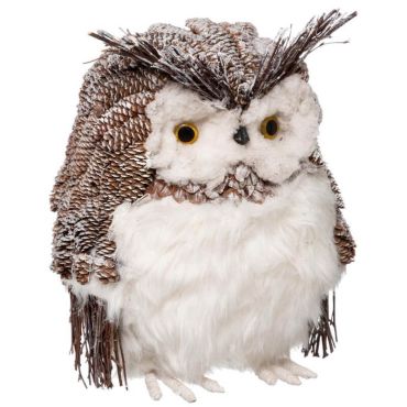 hibou de noël avec pommes de pin de 43 cm | jourdefete.com