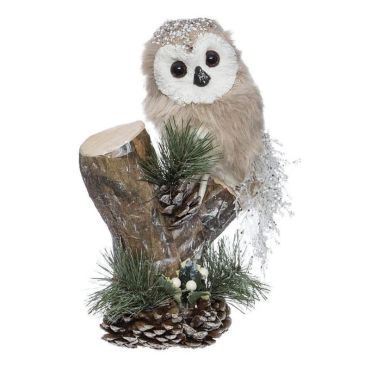hibou sur branche décoration de noël 30 cm | jourdefete.com