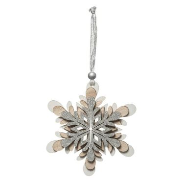 suspension en bois de Noël flocon de neige de 12 cm | jourdefete.com
