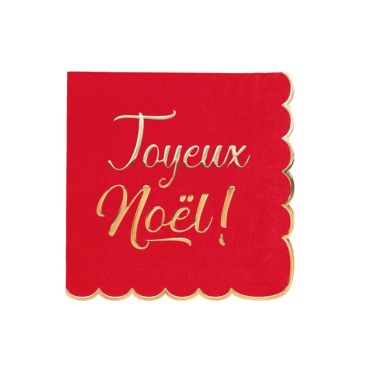 16 serviettes rouges et or Joyeux Noël