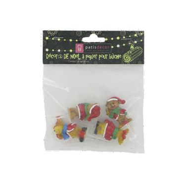 4 décors de noël ours et rennes sur piques pour gâteaux | jourdefete.com