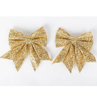 lot de 2 nœuds or à grosses paillettes de 13 cm| jourdefete.com