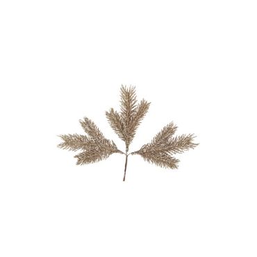3 branches de sapin à paillettes champagne de 17 cm | jourdefete.com