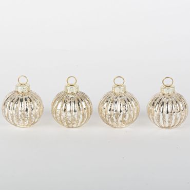 4 marque-places boules de noël or martelé | jourdefete.com