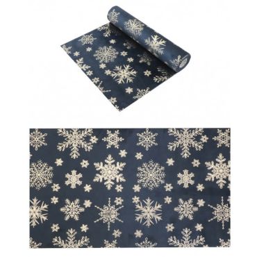 chemin de table en velours flocons de neige or | jourdefete.com