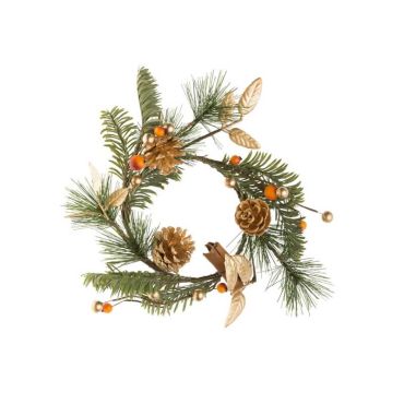 Couronne de Noel - Sapin avec cannelle et pomme de pin or