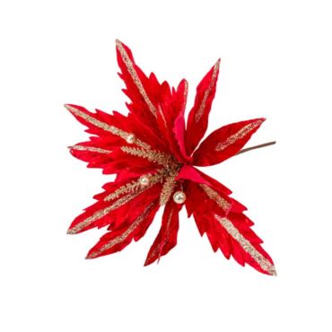 poinsettia en velours rouge avec des paillettes champagne | jourdefete.com poinsettia en velours rouge avec des paillettes champagne | jourdefete.com