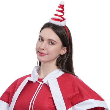 Serre-tête Sapin de Noël rouge à ressort pour fête réussie | jourdefete.com