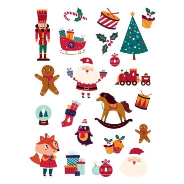 Tatouages textiles de Noël avec Père Noël, renne, sapin et pain d’épices | jourdefete.com