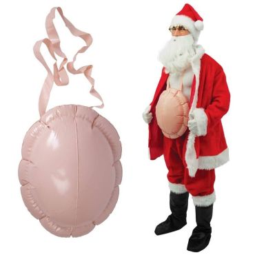 Ventre gonflable de Père Noël porté avec costume rouge et barbe blanche | jourdefete.com Ventre gonflable de Père Noël porté avec costume rouge et barbe blanche | jourdefete.com
