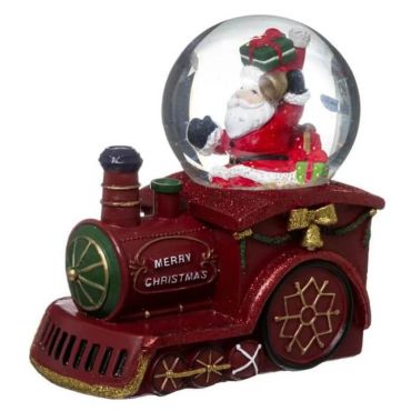 boule à neige du Père Noël sur son train | jourdefete.com