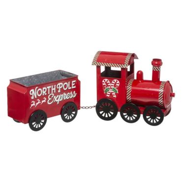 train de noël rouge en métal de 66 cm | jourdefete.com