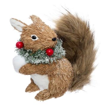 écureuil de noël en paille à poser de 18 cm | jourdefete.com