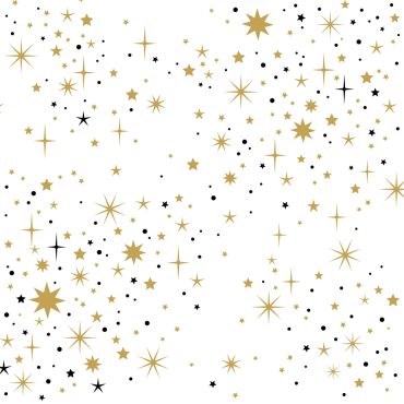 Serviettes de Noël décorées d’étoiles dorées et noires 33x33 cm | jourdefete.com