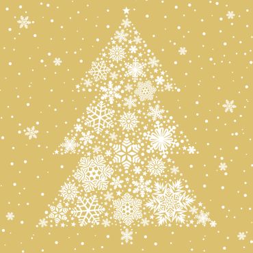 Serviettes de Noël motif sapin doré en flocons de neige 33x33 cm | jourdefete.com